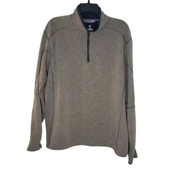 KUHL Men's Size XL Fleece Lined 1/4 Zip Pullover Sweater Heather Brown in VGUC - Picture 1 of 12